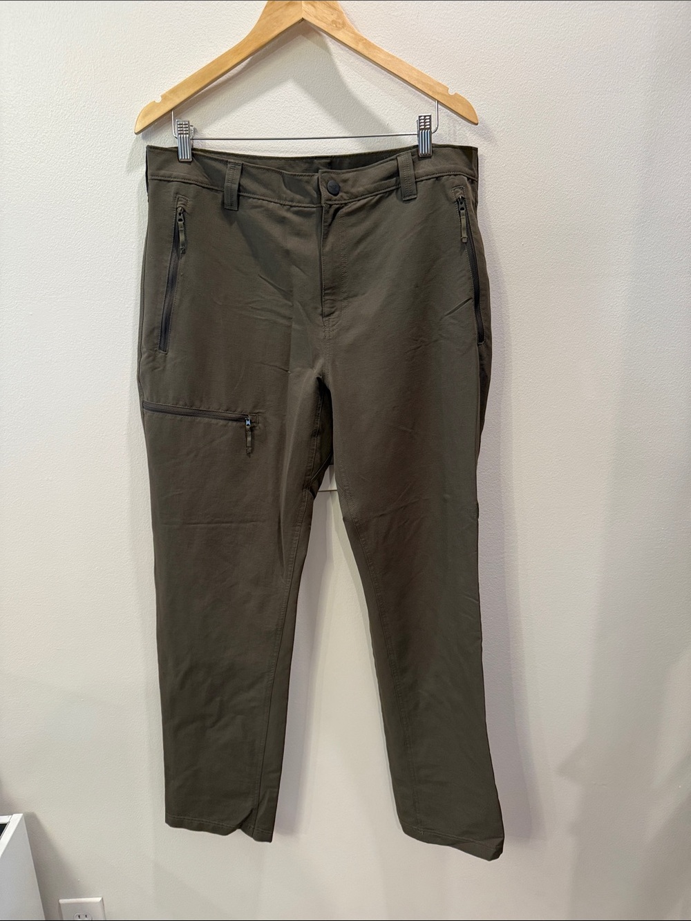 North Face Men's Olive Green Performance Pants - Stretch Utility Trousers Sz 36